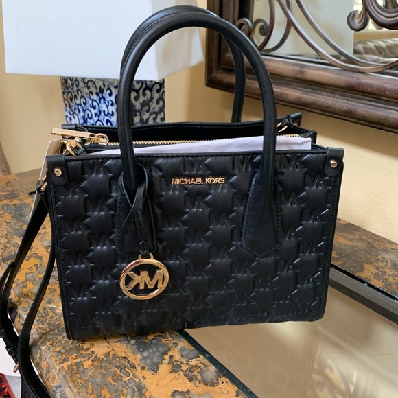 Michael Kors Black Leather Bag with Gold Accents - Picture 1 of 7